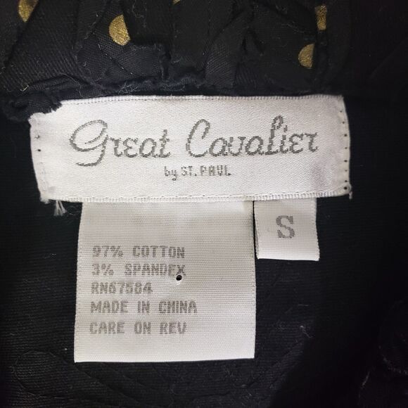 Great Cavalier by St.Paul Womens Jacket Small Floral Full Zip Black Gold Polka - Picture 8 of 8